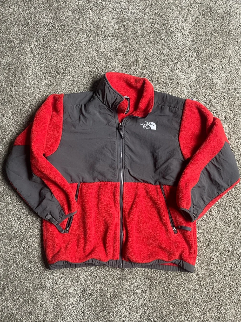 The North Face Red and Gray Fleece Jacket Boys Large